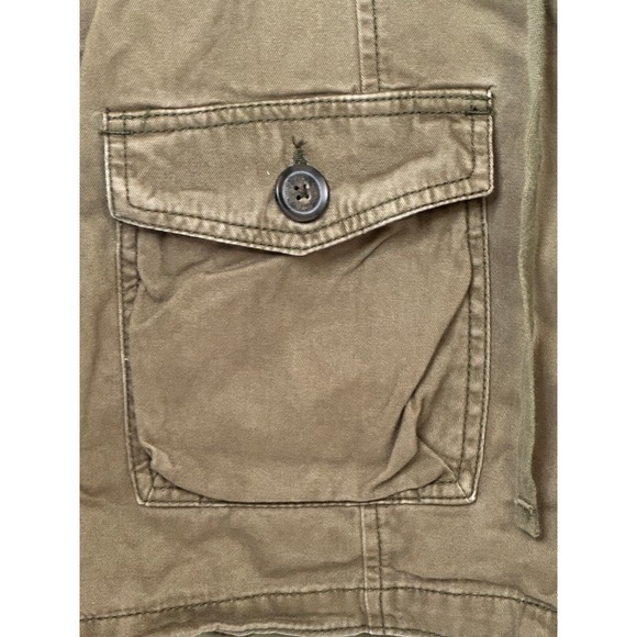 VTG‎ Hollister Utility Chore Jacket L Hood Army Green Zip Button Y2K Grunge - Picture 14 of 16